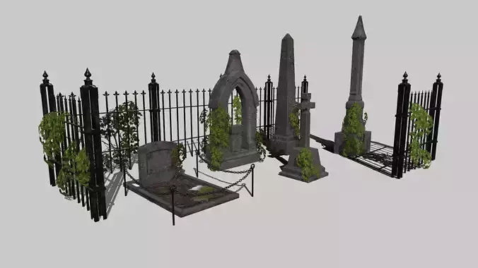Old Gravestones  Low-poly 3D model