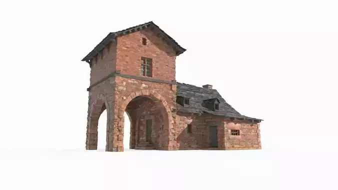 Medieval red brick houses