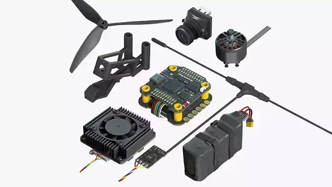 FPV Drone Parts Set Vol 1  Low-poly 3D model FPV Drone Parts Set Vol 1  Low-poly 3D model