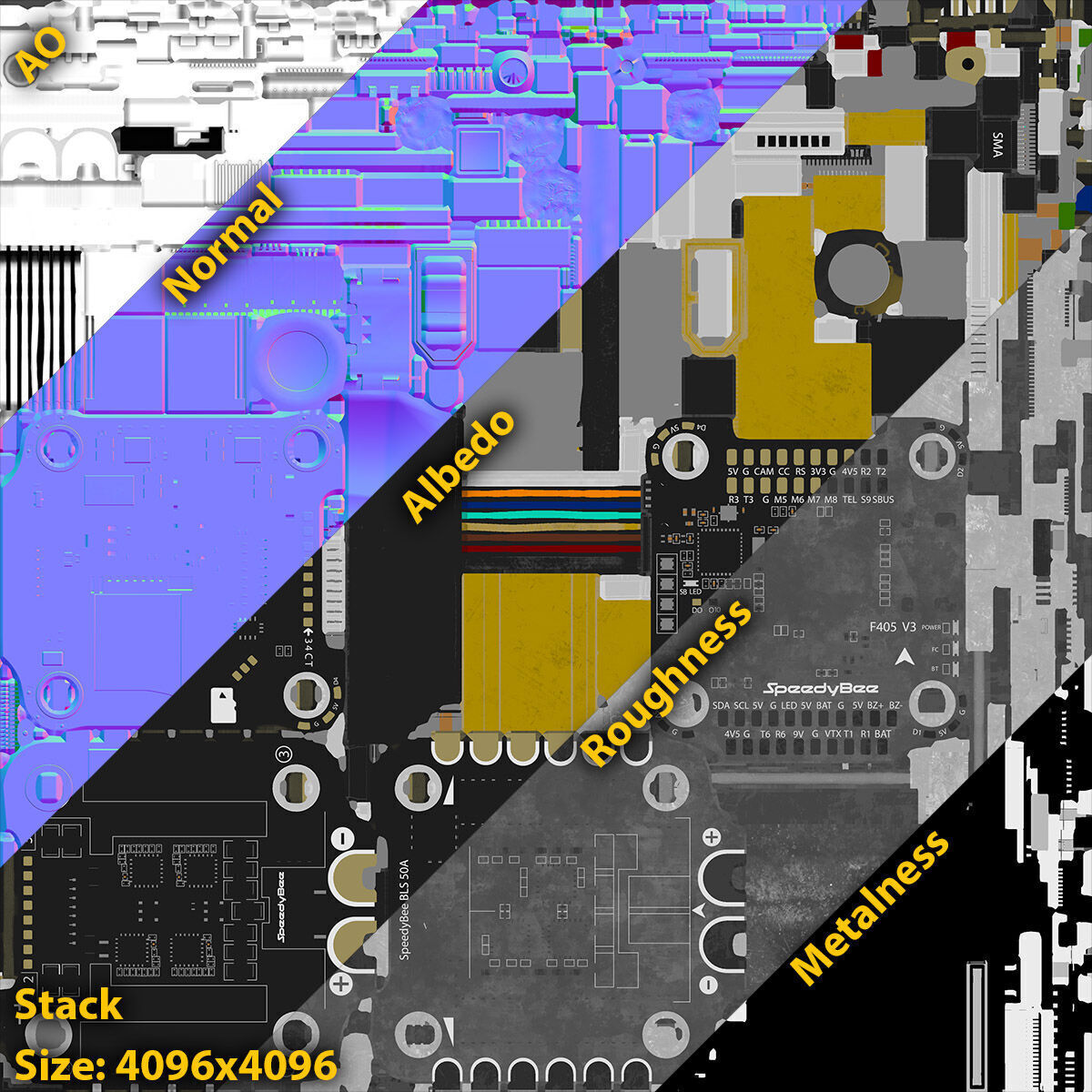FPV Drone Parts Set Vol 1  Low-poly 3D model_22
