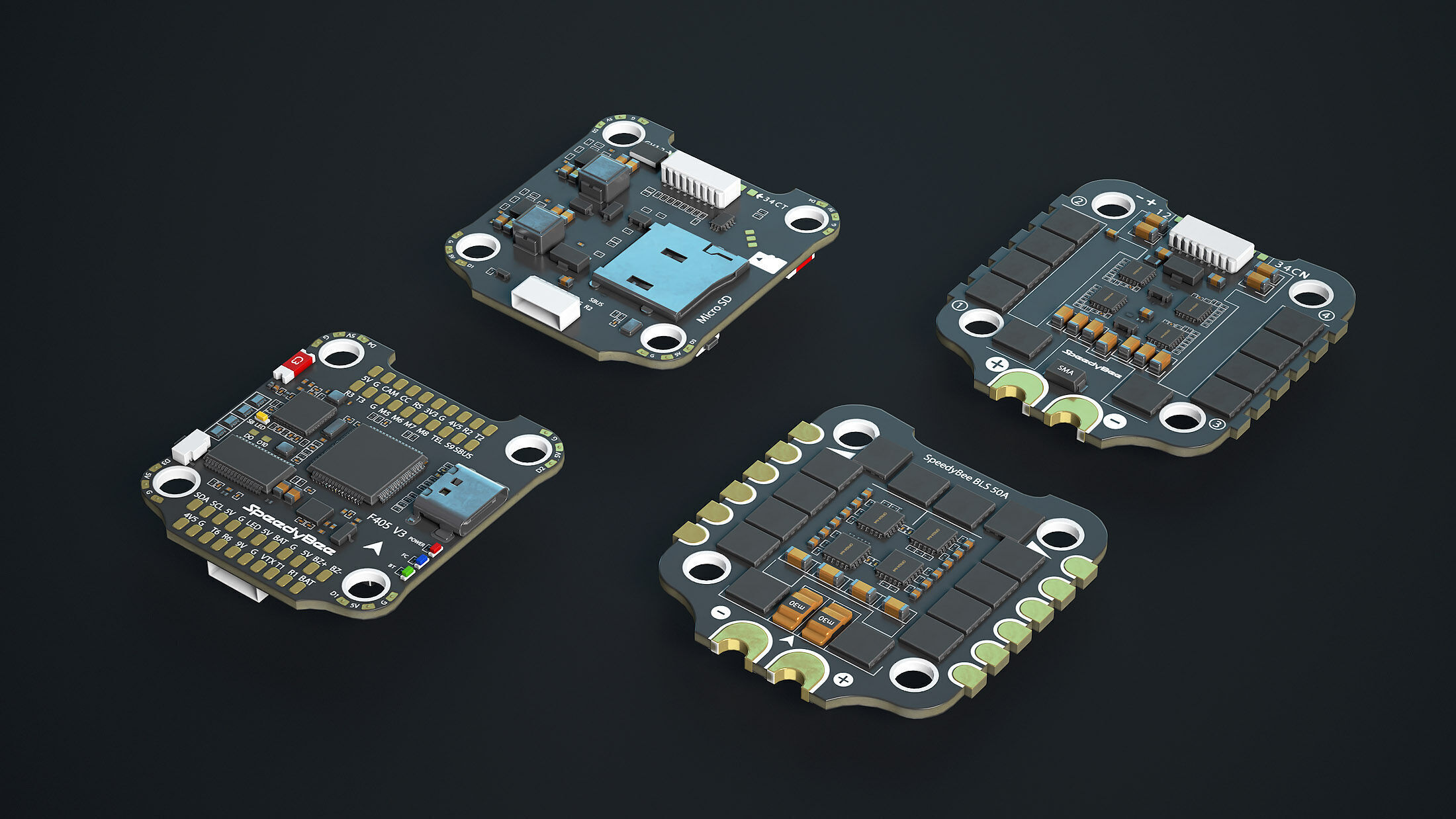 FPV Drone Parts Set Vol 1  Low-poly 3D model_3