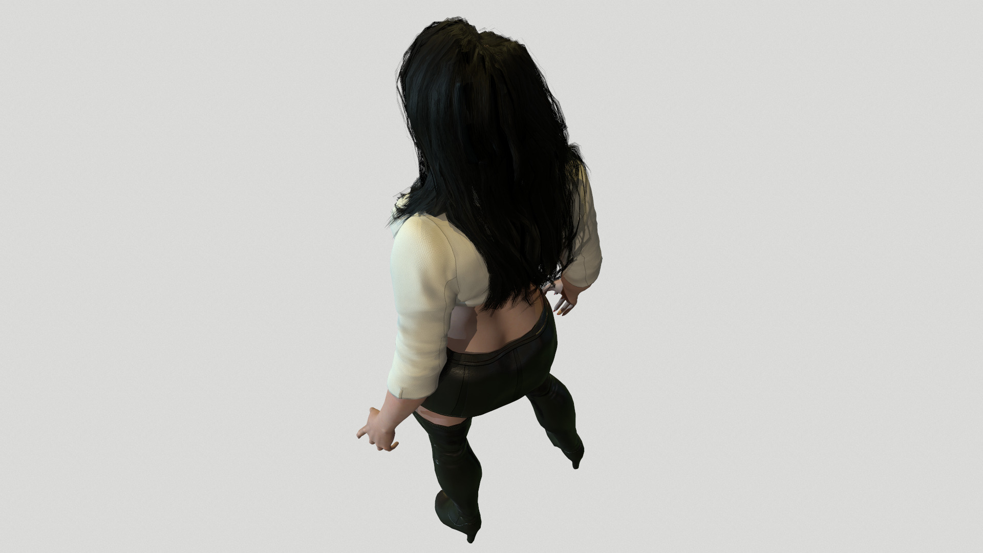 Woman in Long Boots Low-poly 3D model_8