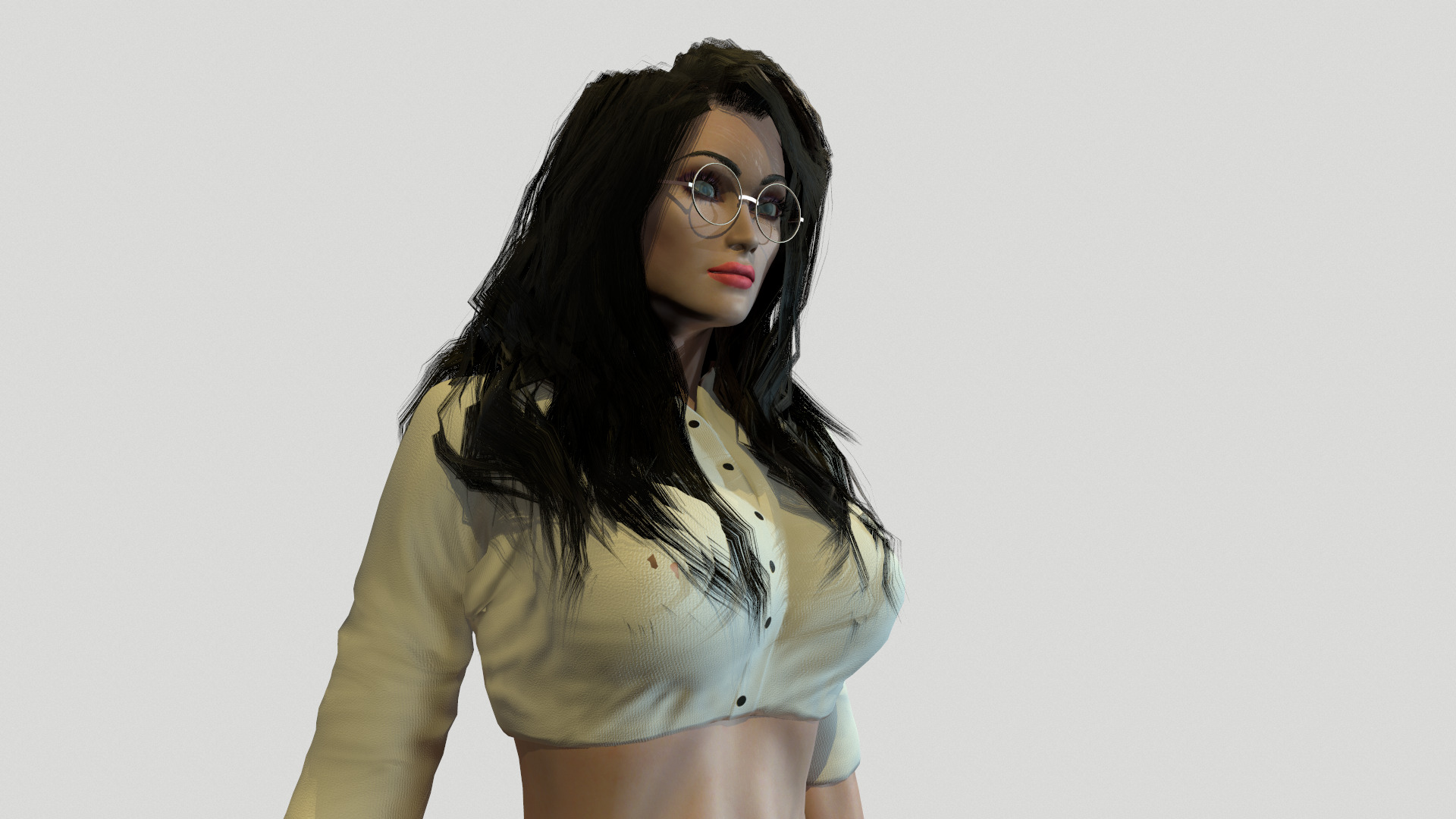 Woman in Long Boots Low-poly 3D model_10