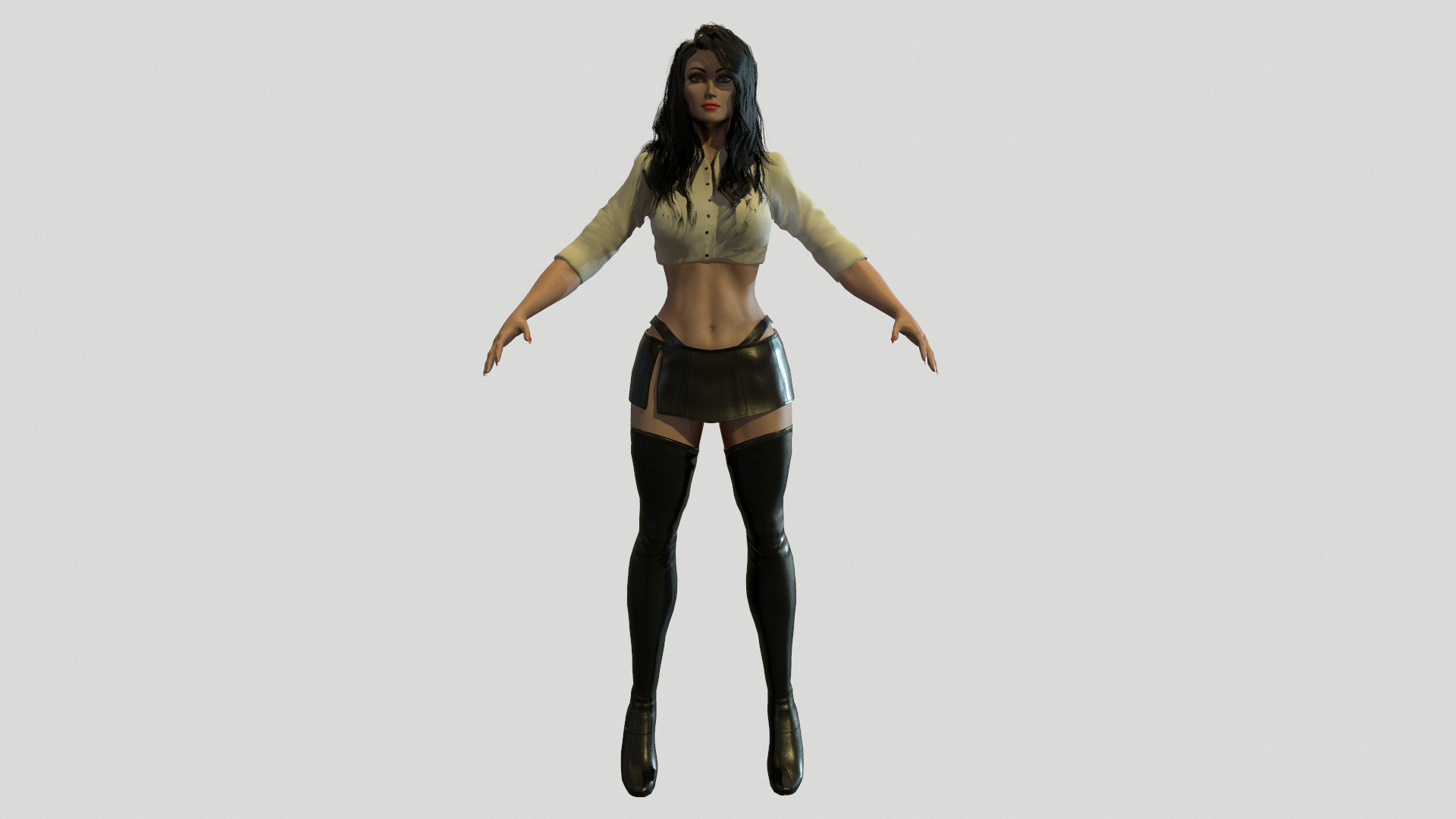 Woman in Long Boots Low-poly 3D model_18