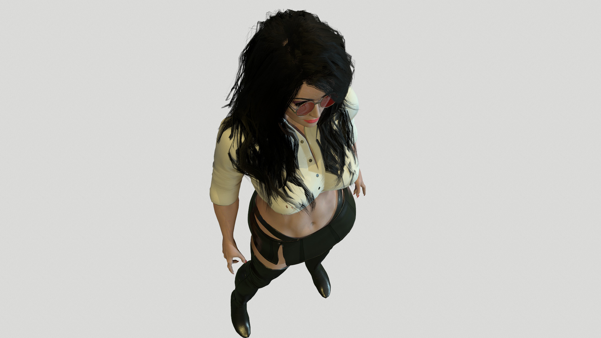 Woman in Long Boots Low-poly 3D model_12