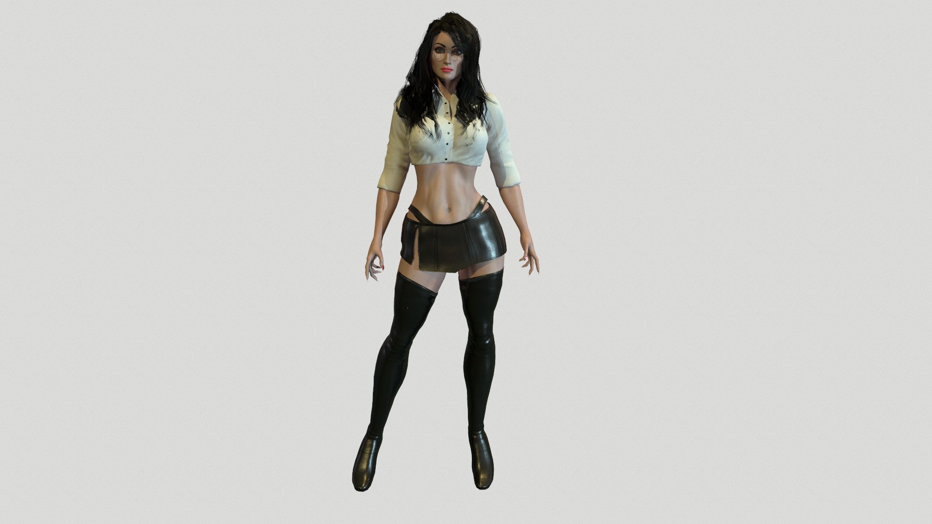 Woman in Long Boots Low-poly 3D model_2