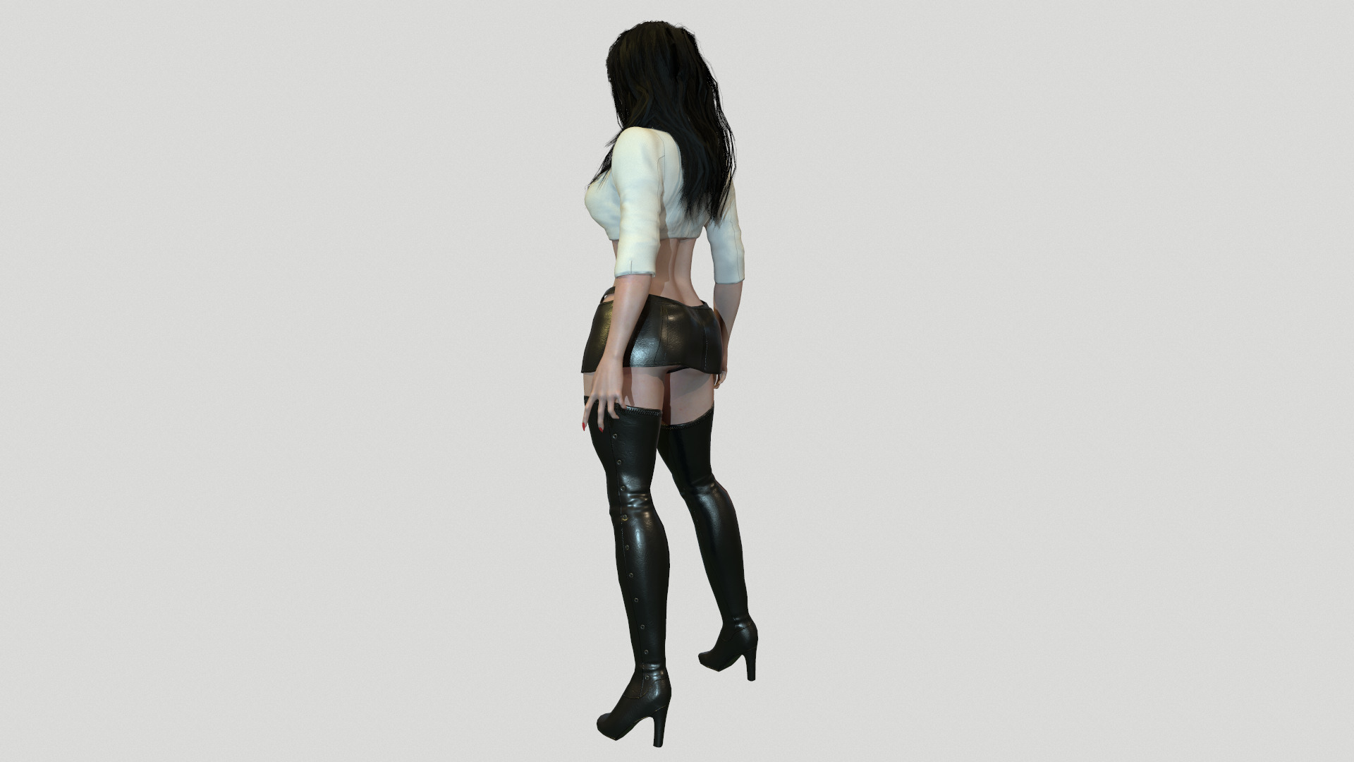 Woman in Long Boots Low-poly 3D model_17