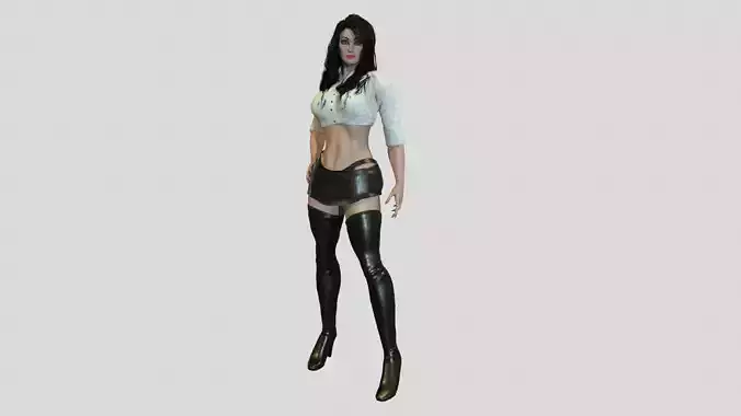 Woman in Long Boots Low-poly 3D model