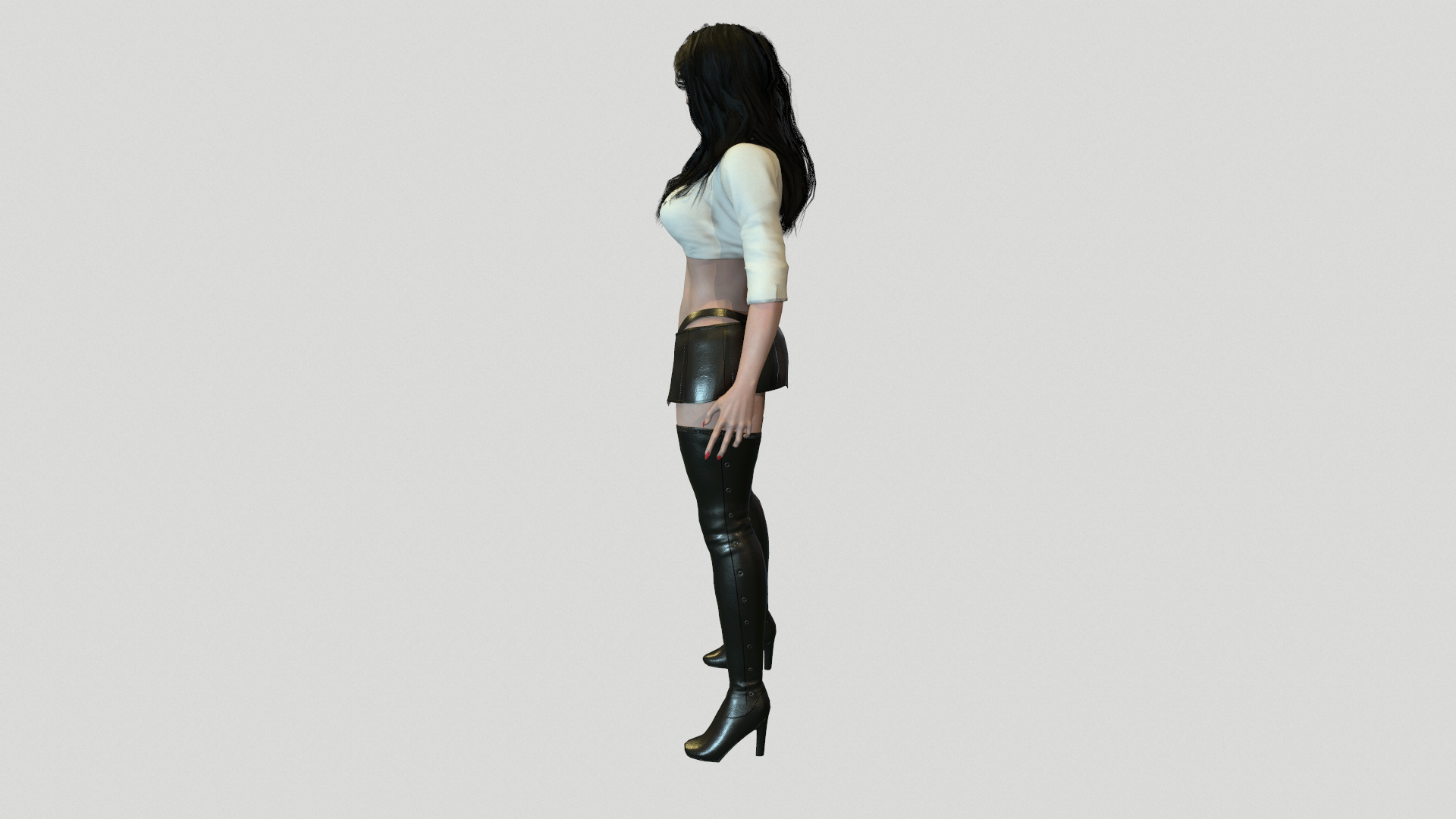 Woman in Long Boots Low-poly 3D model_3