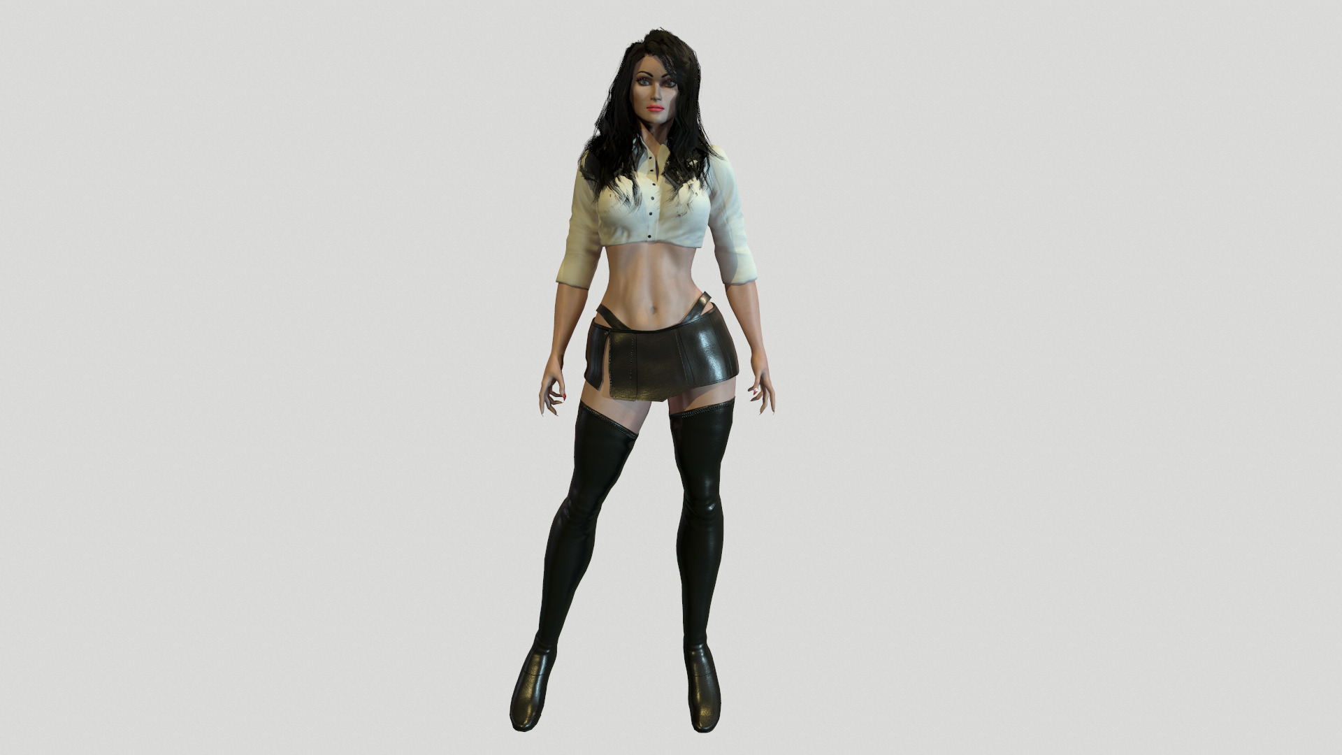Woman in Long Boots Low-poly 3D model_15