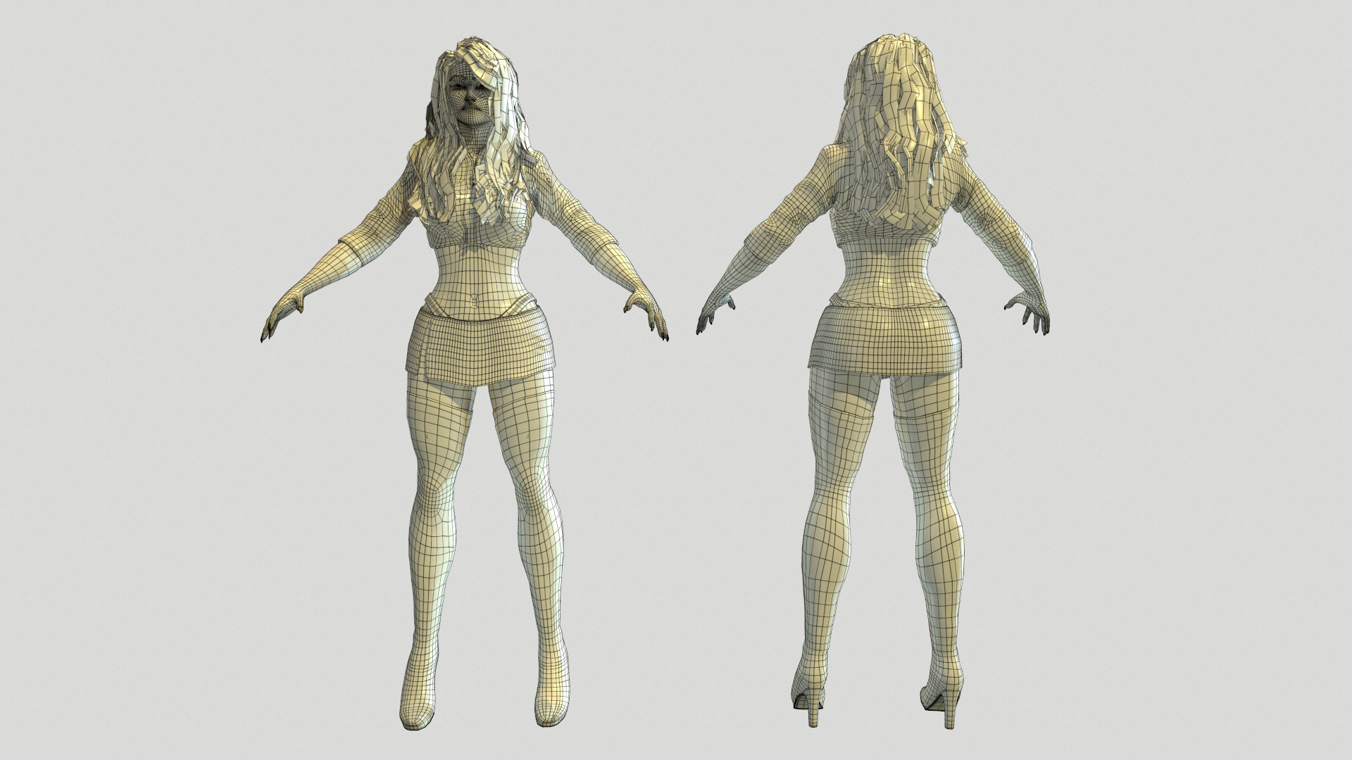 Woman in Long Boots Low-poly 3D model_19