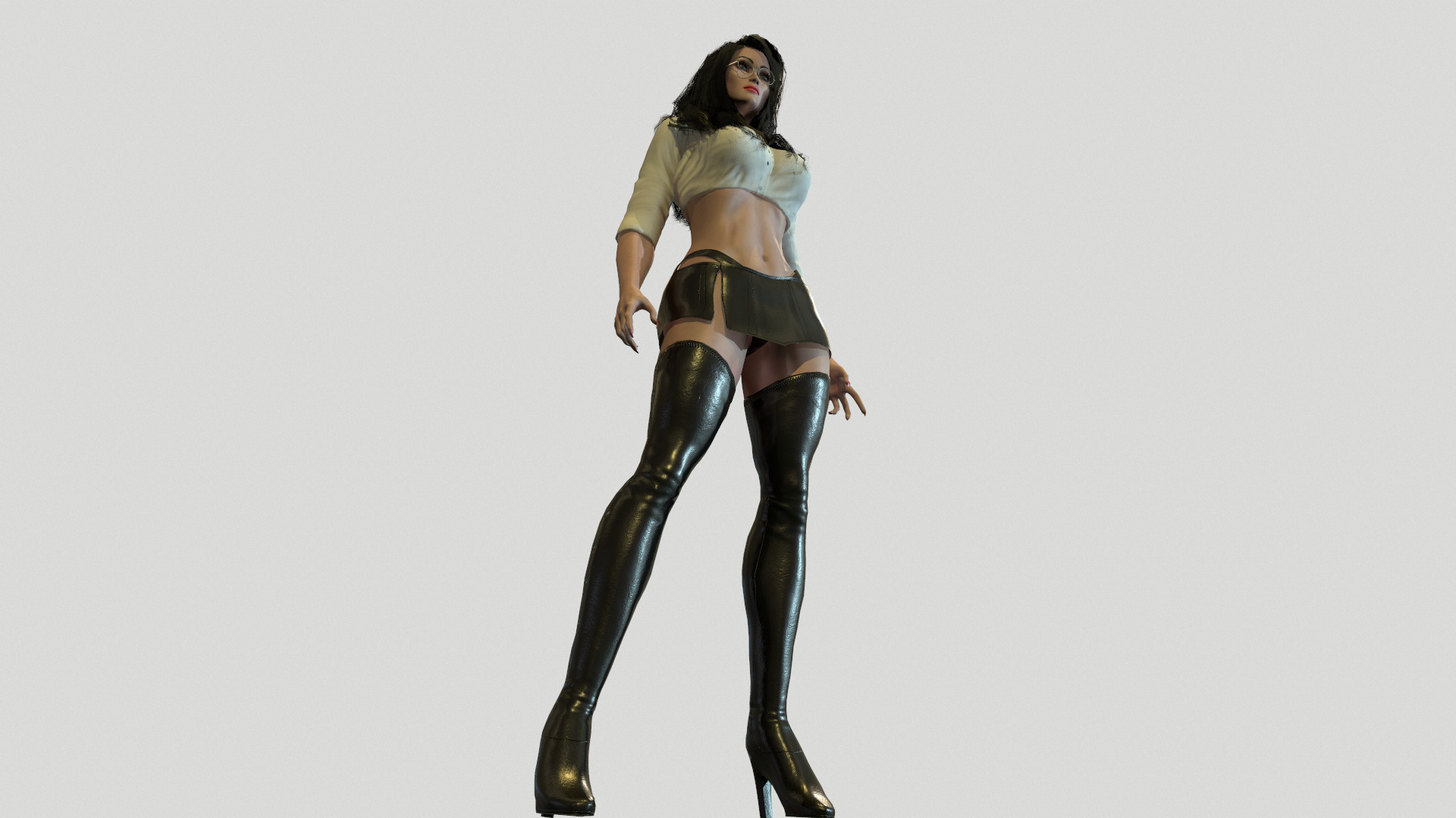 Woman in Long Boots Low-poly 3D model_7