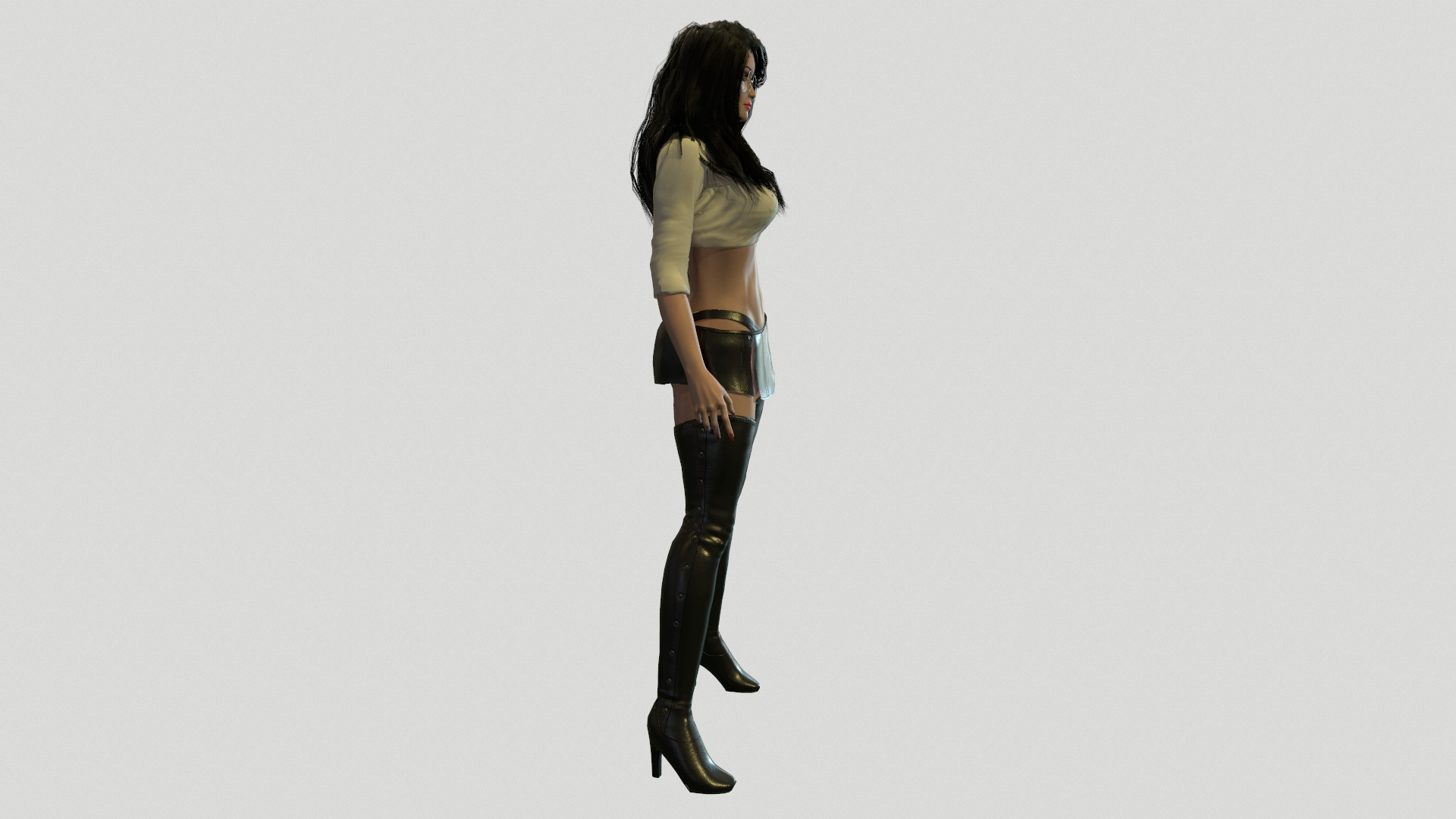 Woman in Long Boots Low-poly 3D model_5