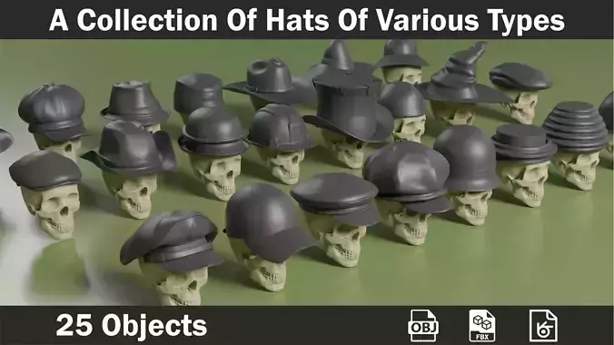 A collection of hats of various types