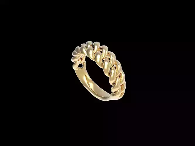  Cuban Chain Link Band Ring  3D print model