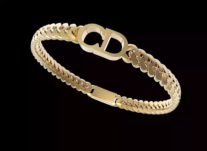 Cuban Chain Link Bracelet with CD 3D print model
