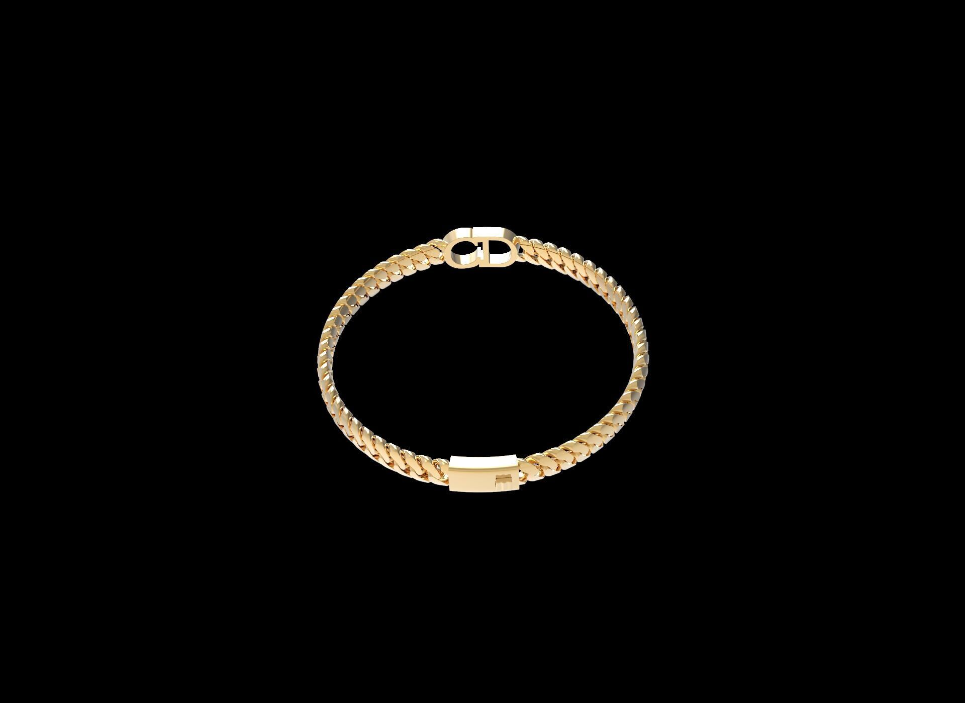 Cuban Chain Link Bracelet with CD 3D print model_4