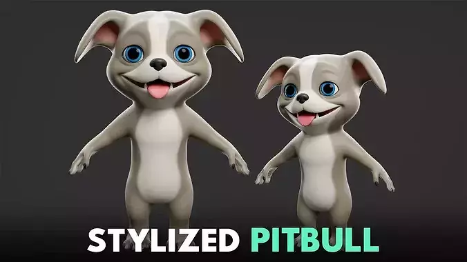 Pitbull Dog - Stylized  Cartoon