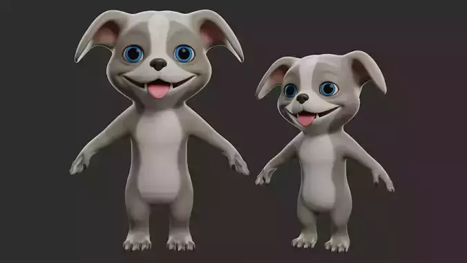 Pitbull Dog Cartoon Low-poly 3D model