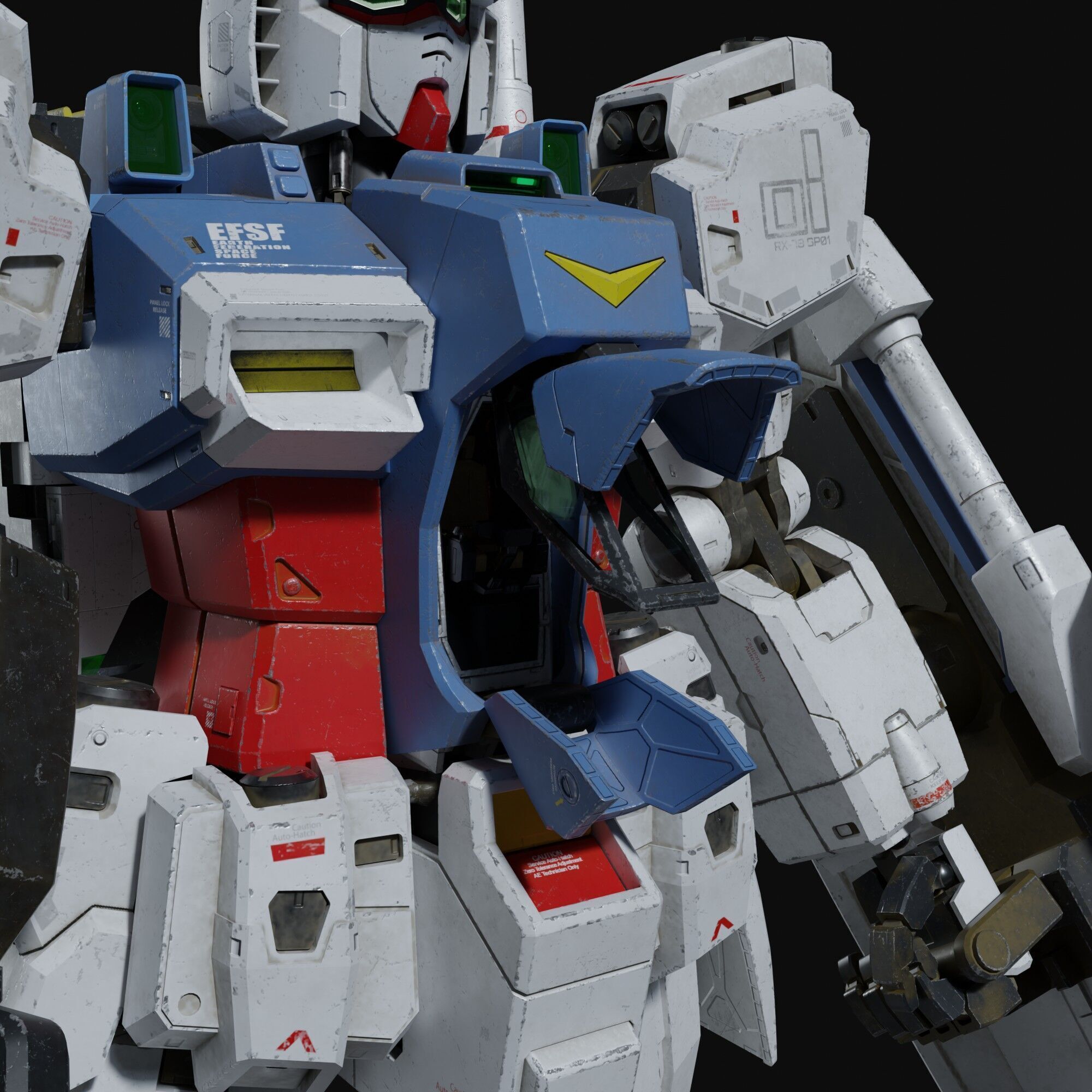Gundam RX-78 GP01 weathering style 3D model_17