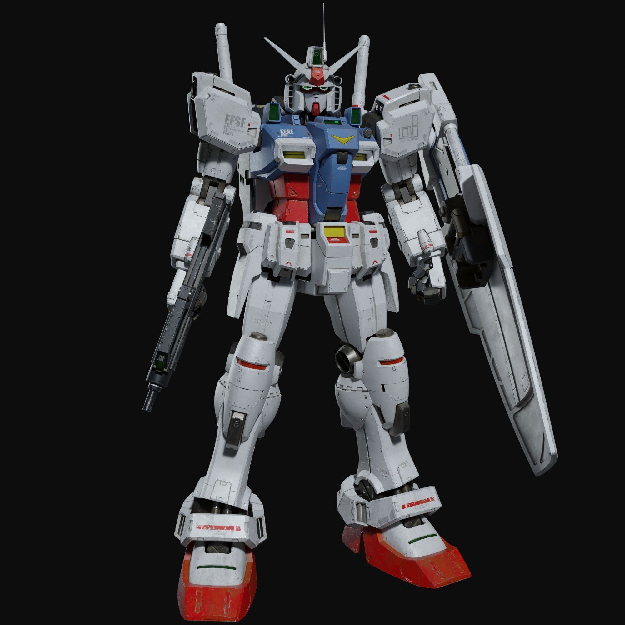 Gundam RX-78 GP01 weathering style 3D model_4