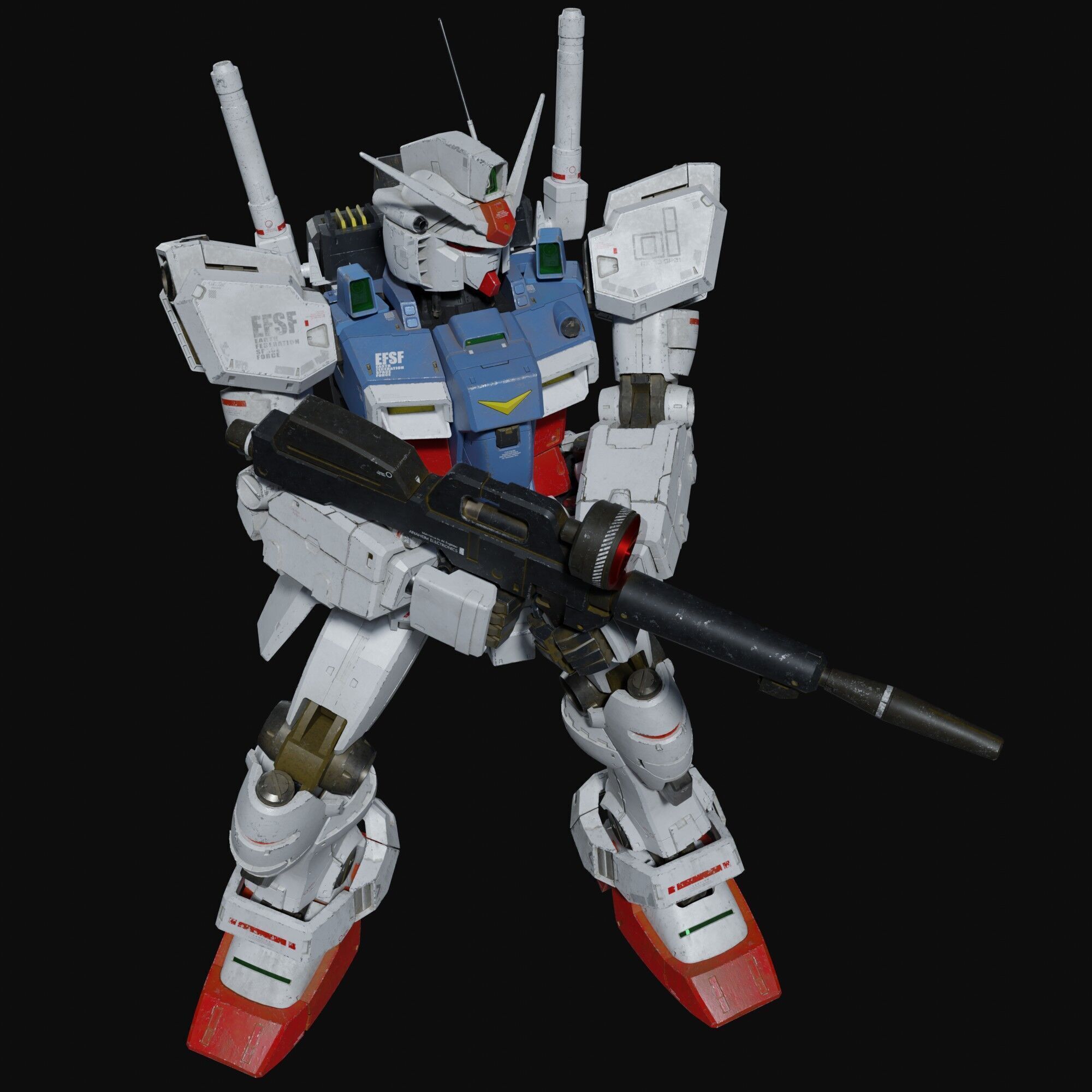 Gundam RX-78 GP01 weathering style 3D model_8