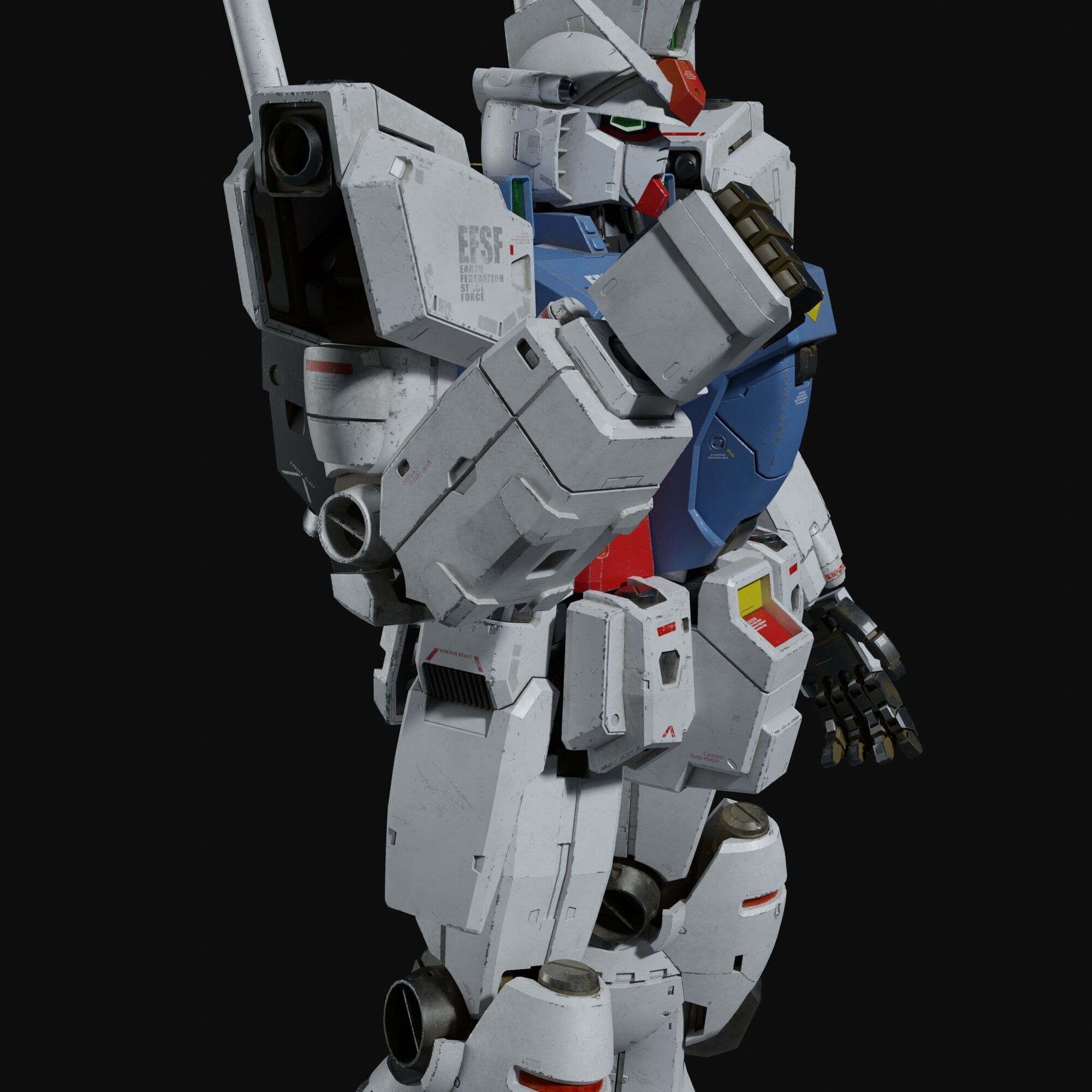 Gundam RX-78 GP01 weathering style 3D model_10
