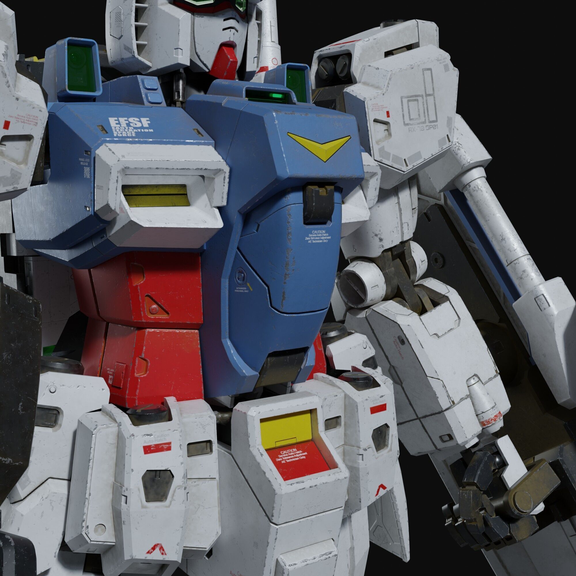 Gundam RX-78 GP01 weathering style 3D model_15