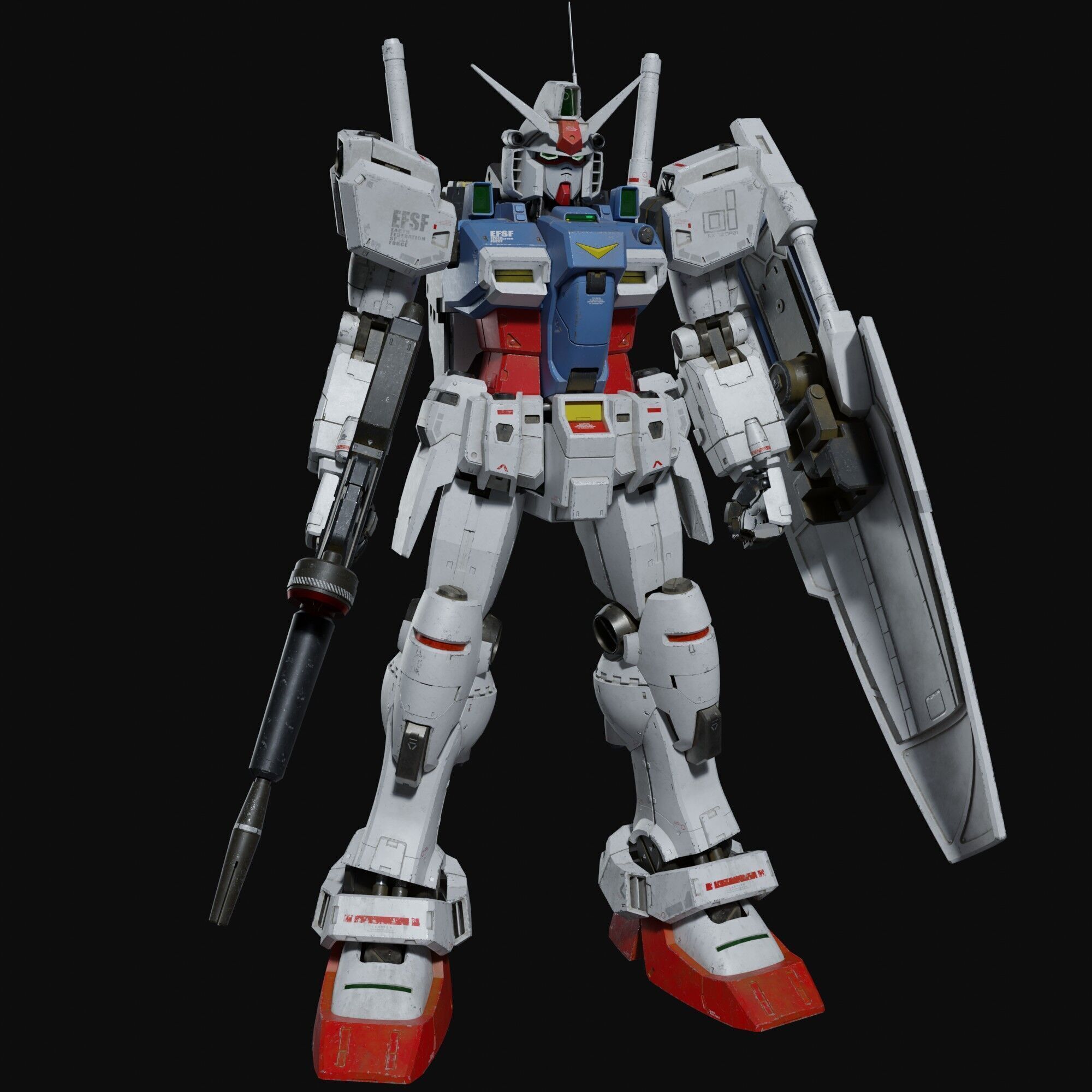 Gundam RX-78 GP01 weathering style 3D model_3