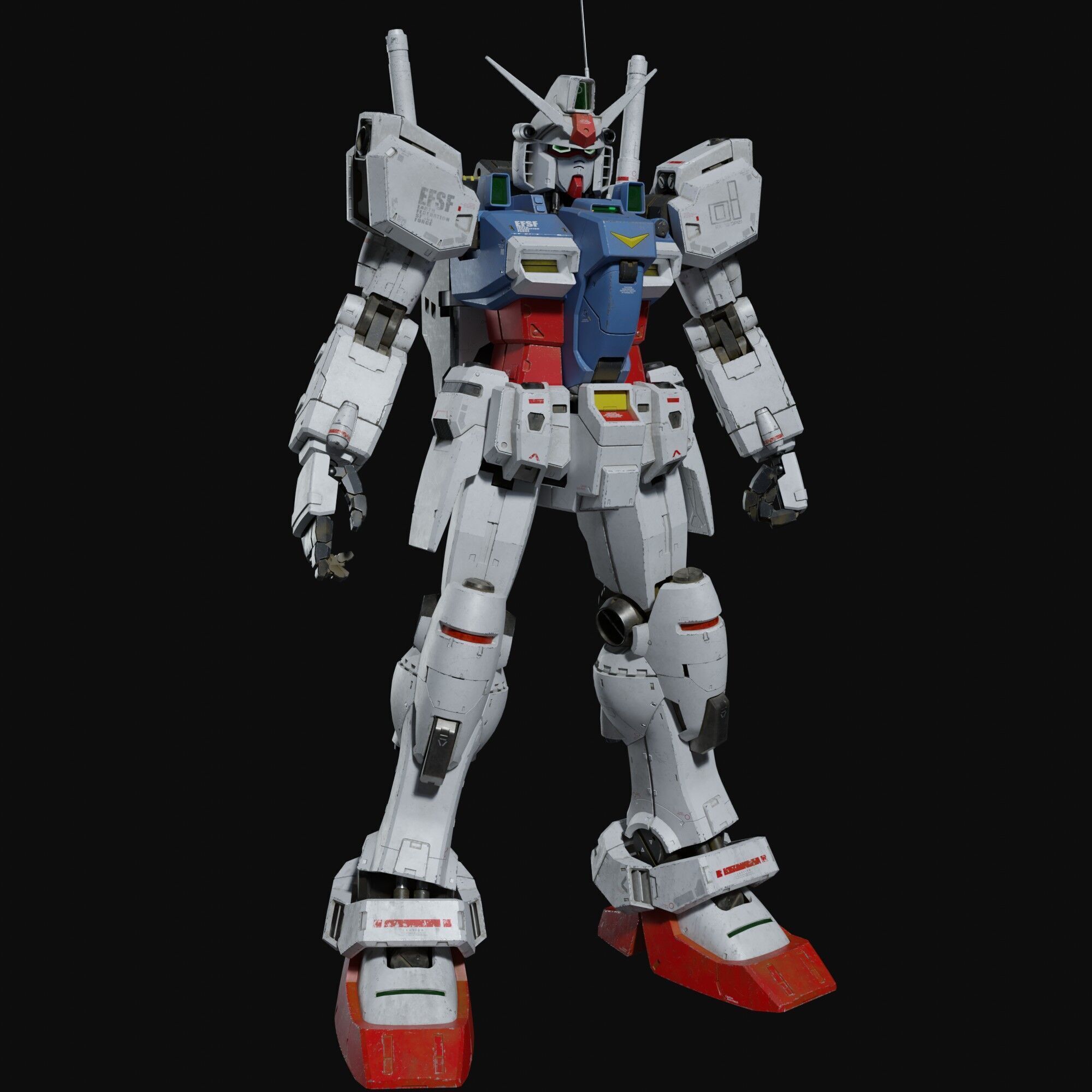 Gundam RX-78 GP01 weathering style 3D model_5