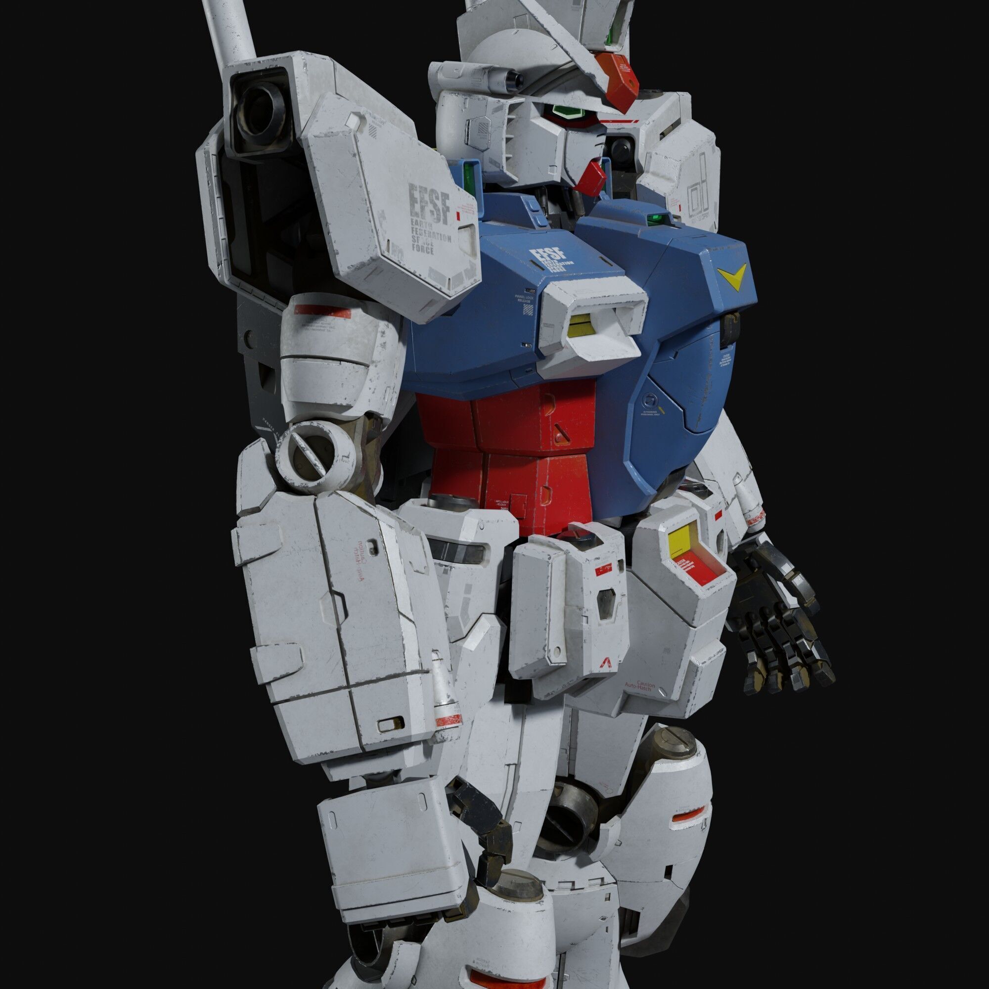 Gundam RX-78 GP01 weathering style 3D model_9