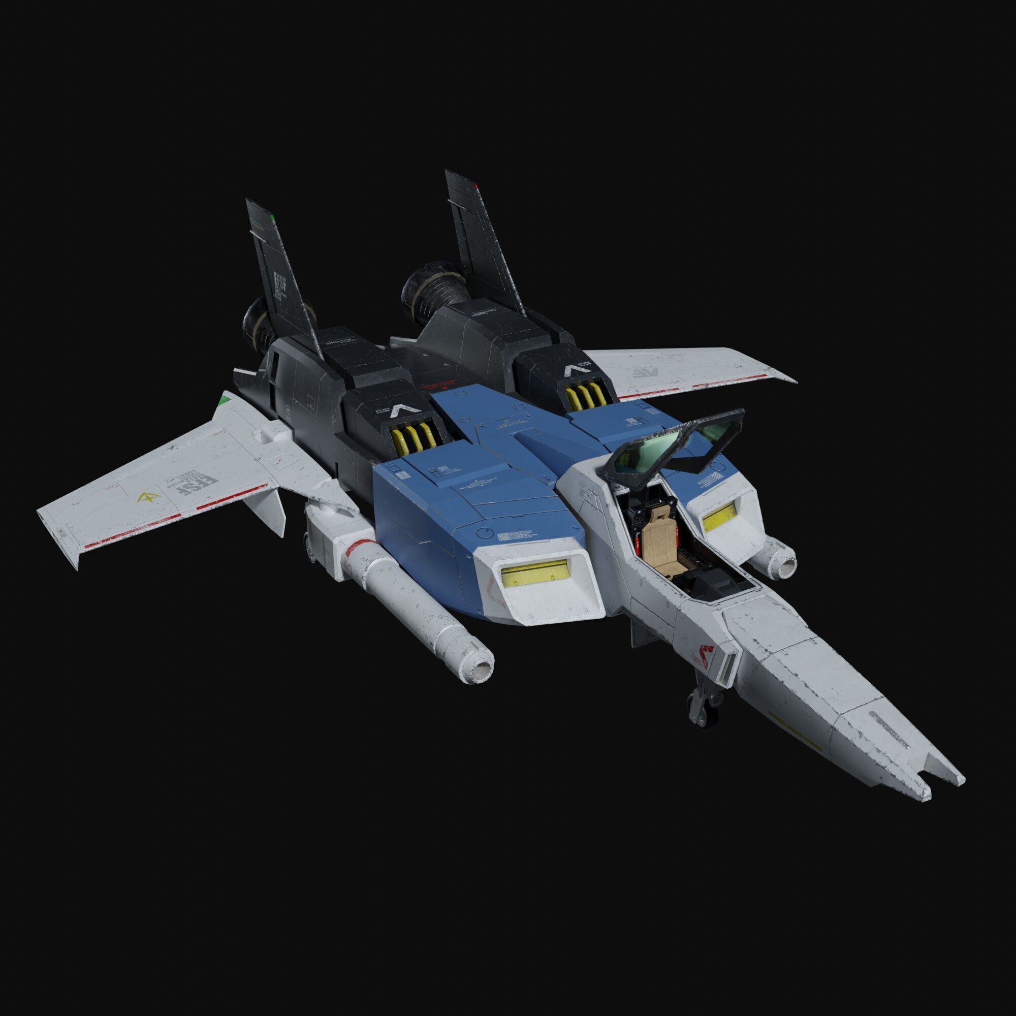 Gundam RX-78 GP01 weathering style 3D model_24