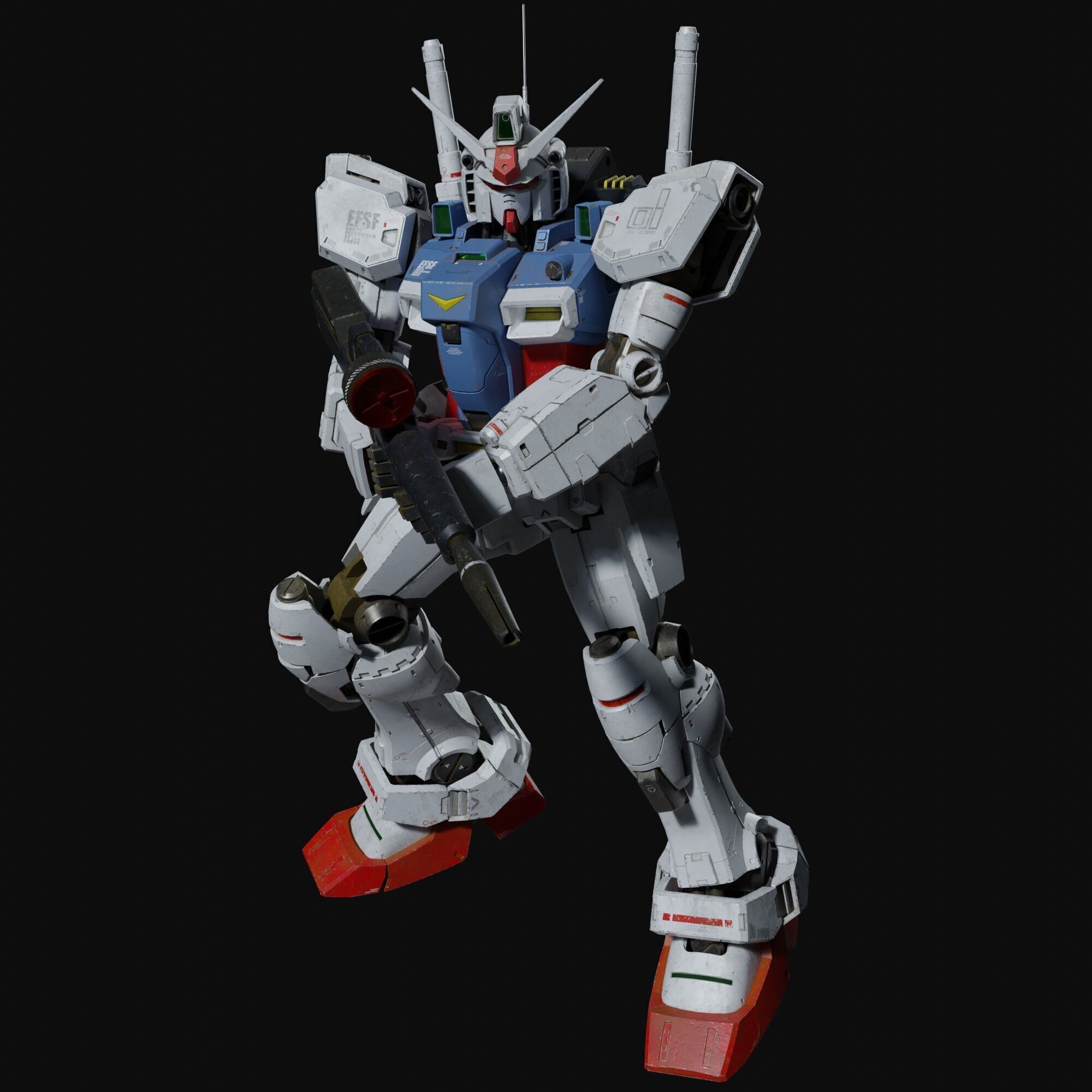 Gundam RX-78 GP01 weathering style 3D model_7