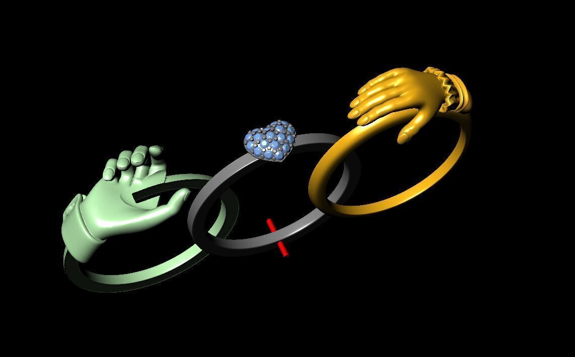 man and woman ring 3D print model_12