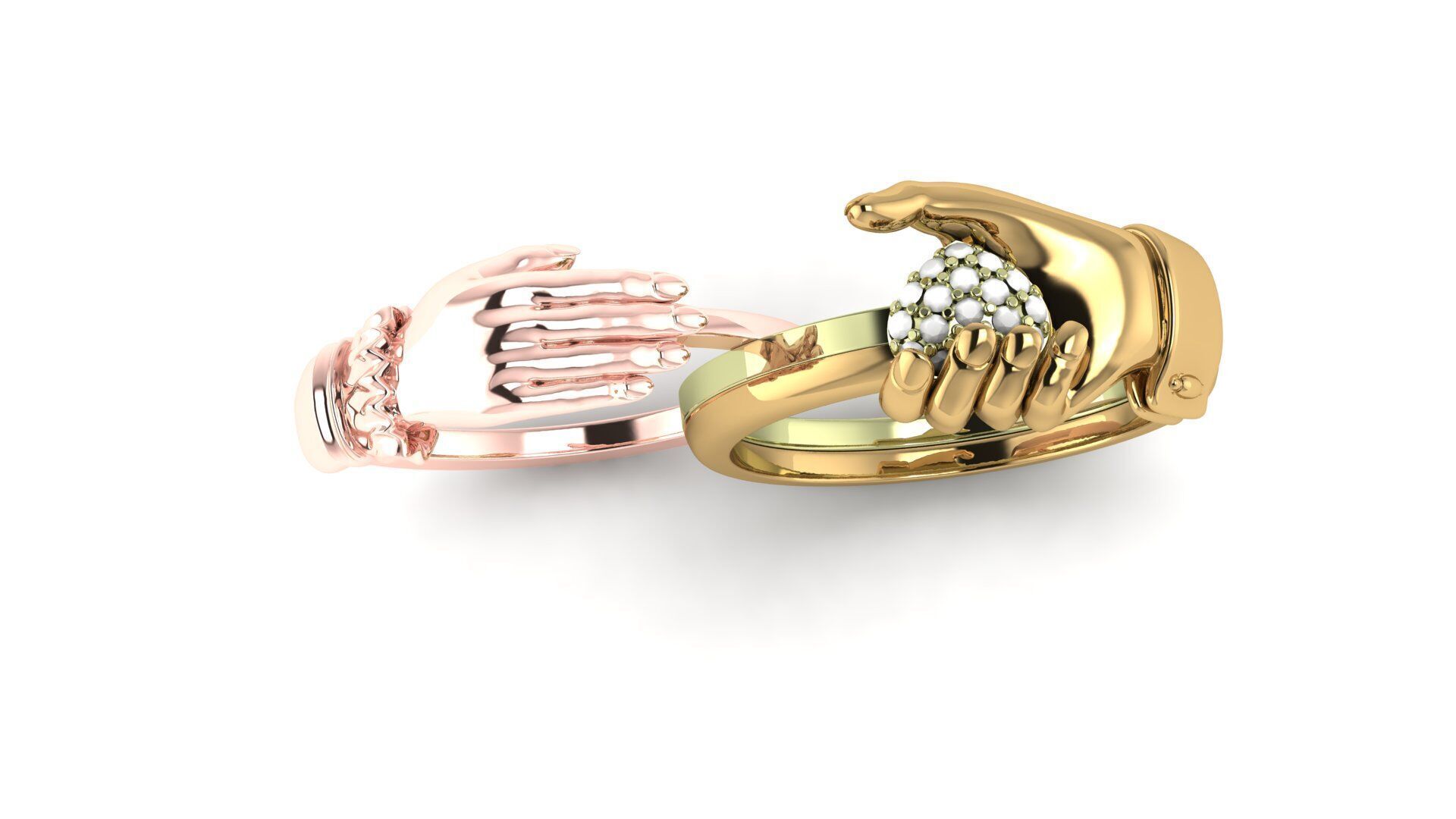 man and woman ring 3D print model_5