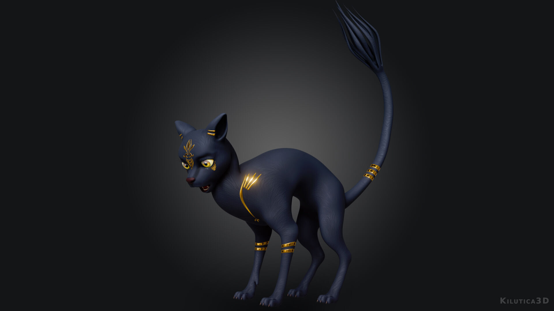 Egyptian Bastet Cat Rigged Low-poly 3D model_5