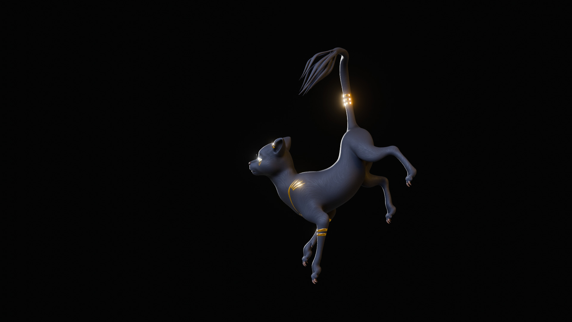 Egyptian Bastet Cat Rigged Low-poly 3D model_24