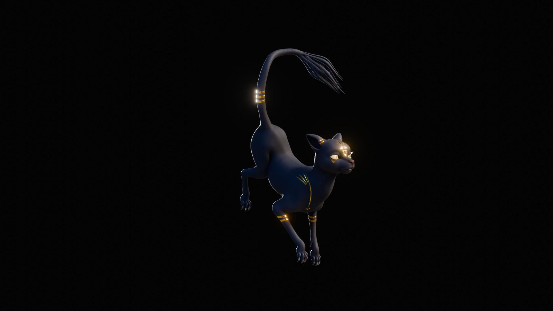 Egyptian Bastet Cat Rigged Low-poly 3D model_18