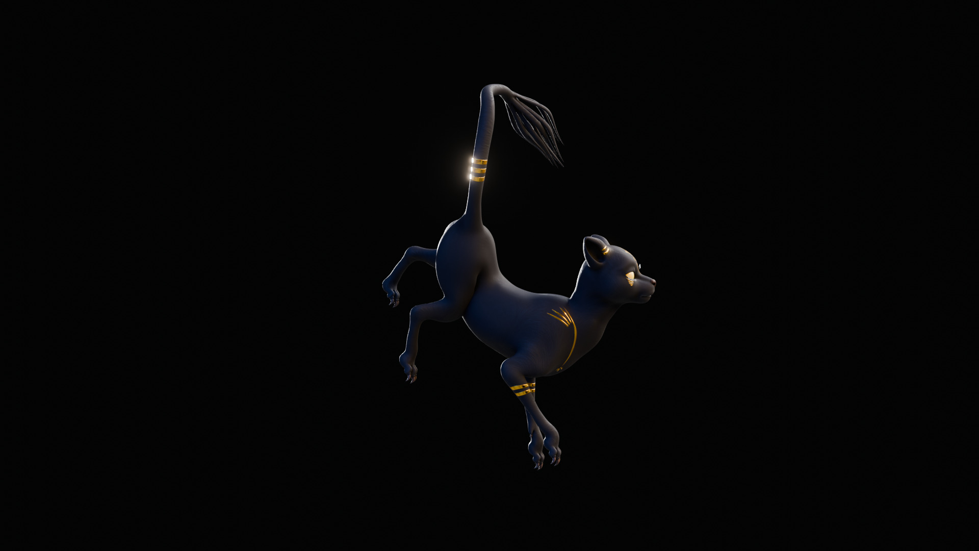 Egyptian Bastet Cat Rigged Low-poly 3D model_19
