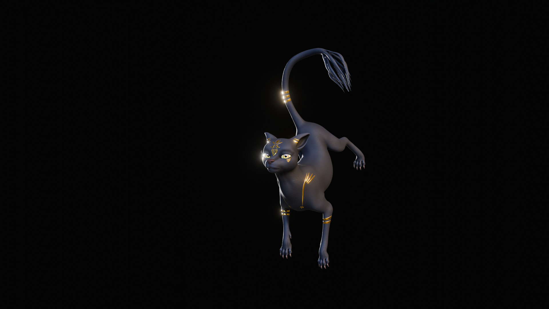 Egyptian Bastet Cat Rigged Low-poly 3D model_16