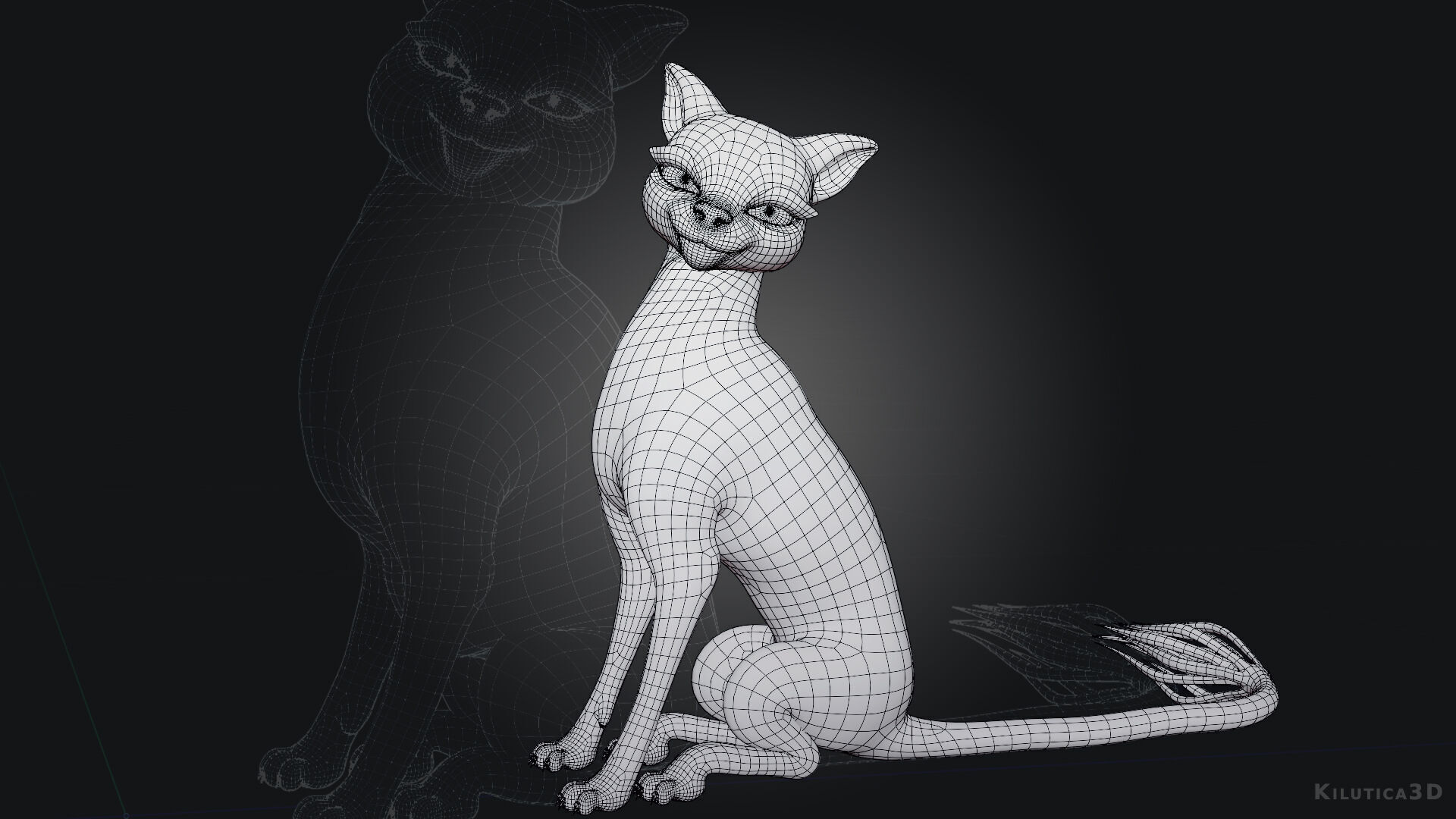 Egyptian Bastet Cat Rigged Low-poly 3D model_10