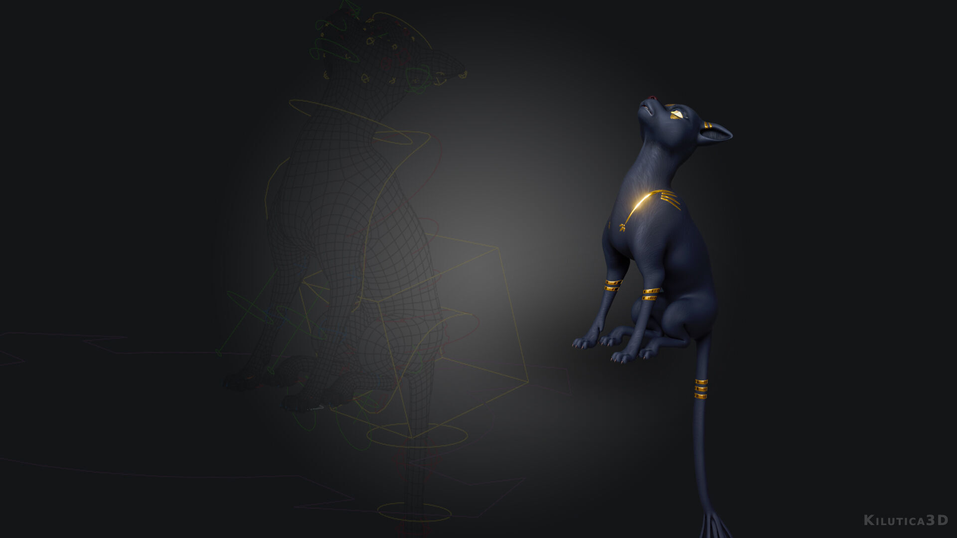 Egyptian Bastet Cat Rigged Low-poly 3D model_2