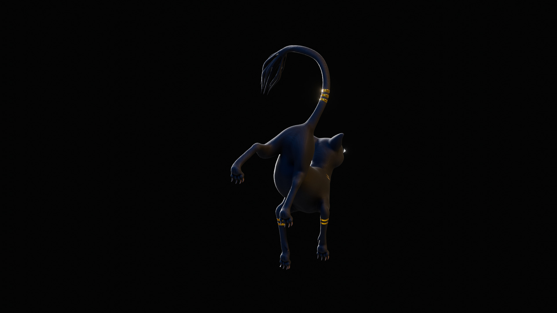 Egyptian Bastet Cat Rigged Low-poly 3D model_21