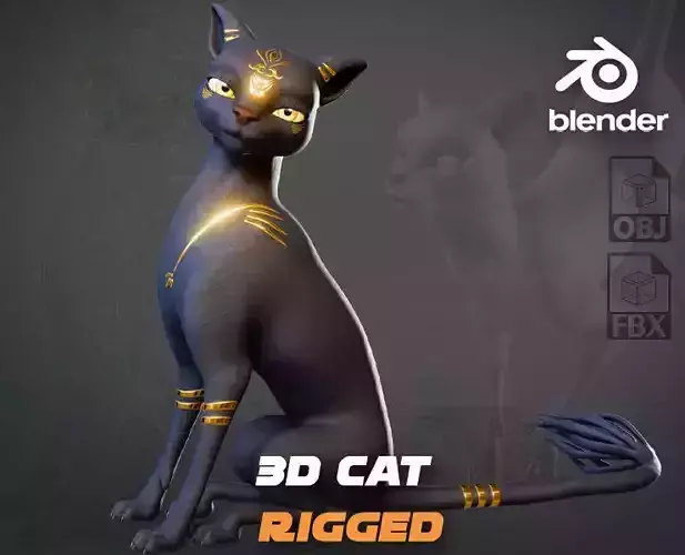 Egyptian Bastet Cat Rigged