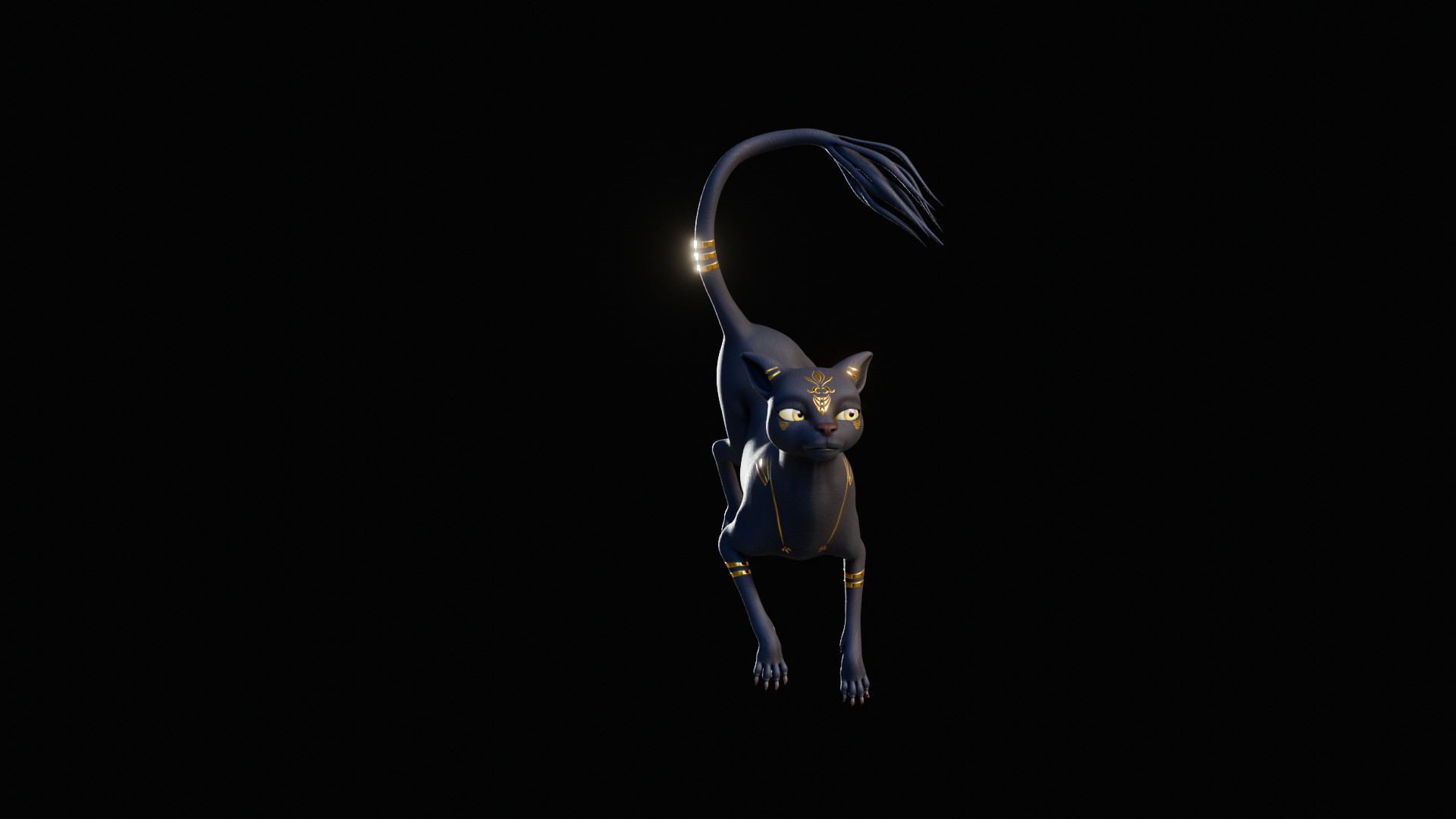 Egyptian Bastet Cat Rigged Low-poly 3D model_17