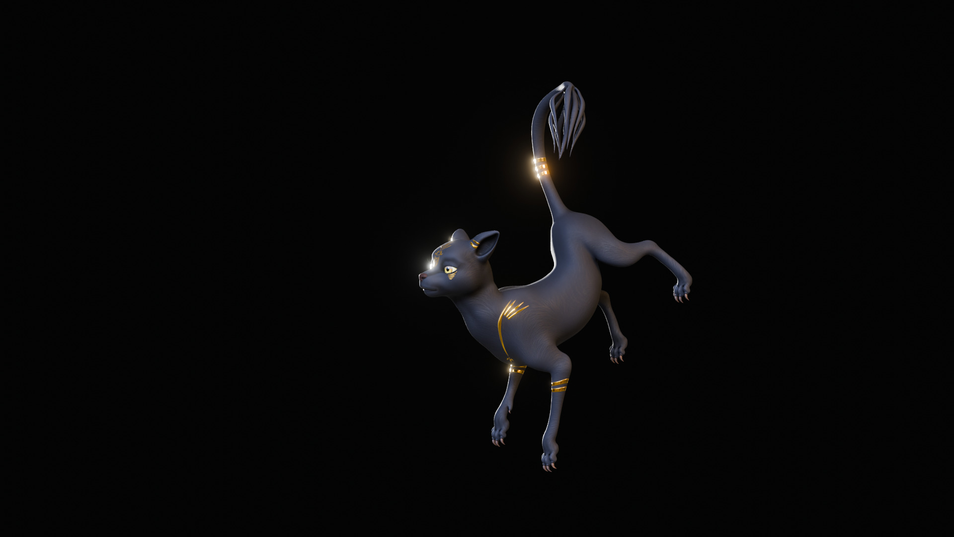 Egyptian Bastet Cat Rigged Low-poly 3D model_25