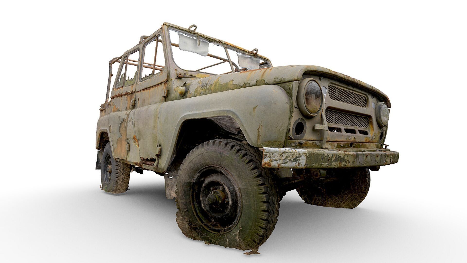UAZ 469 wreck 01 3D model_9