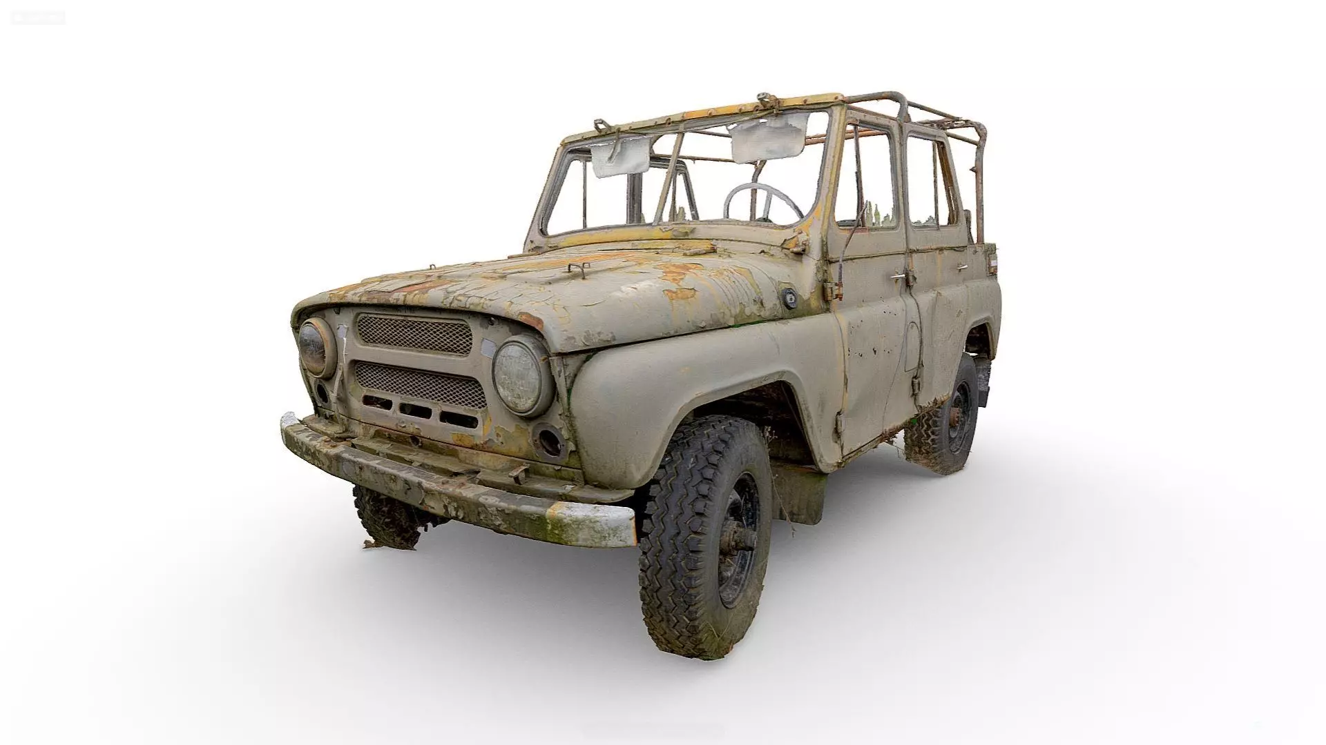 UAZ 469 wreck 01 3D model_0