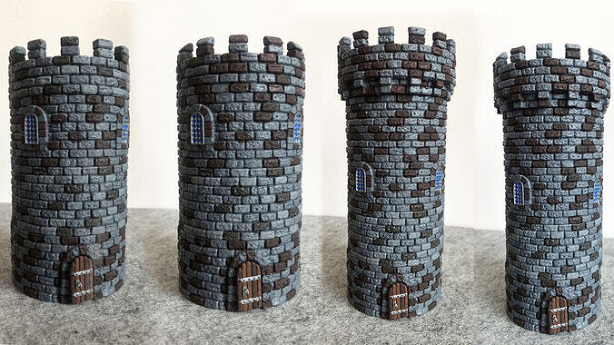 Castle builder - Large round towers 3D print model