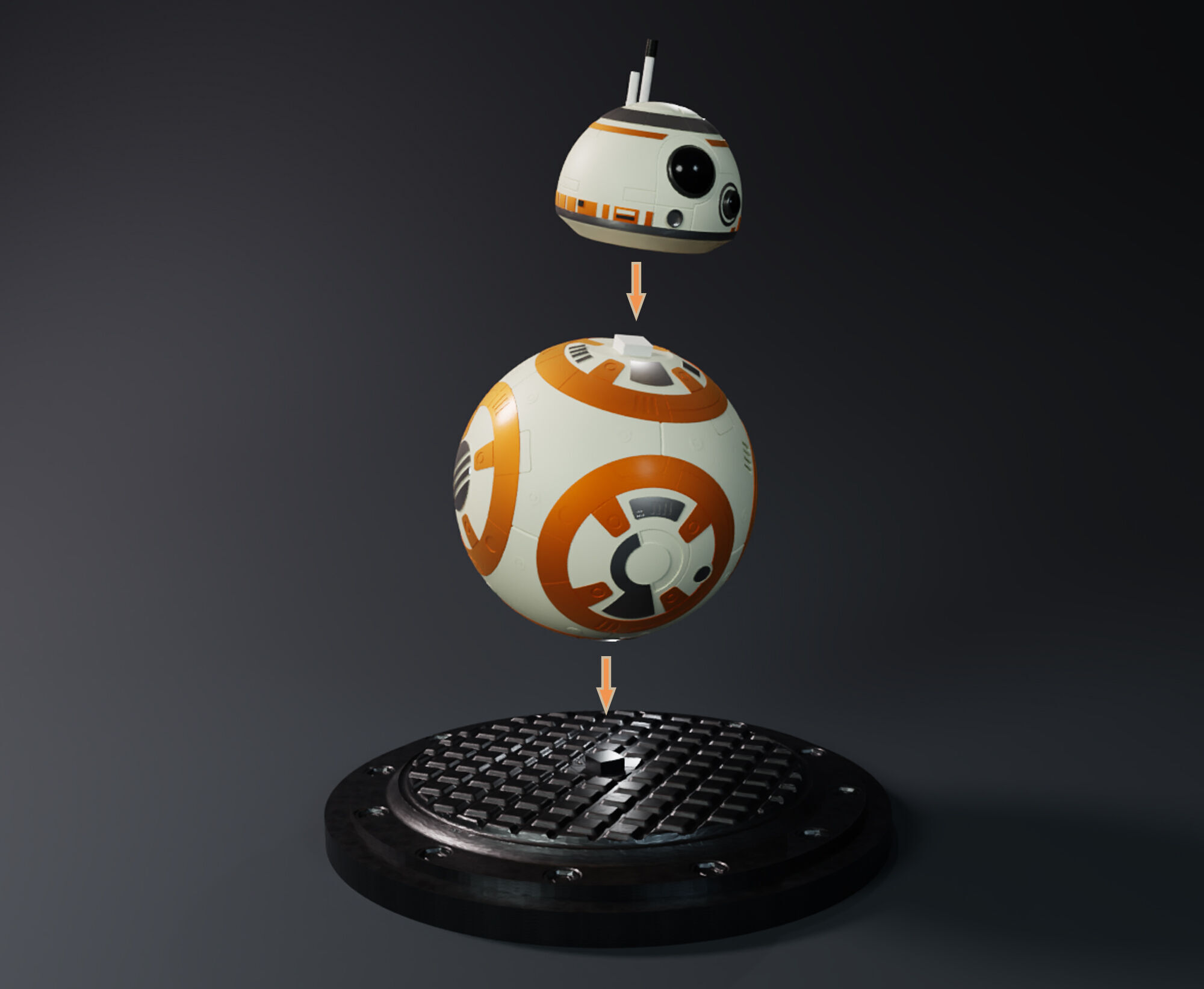BB8 From Star Wars Statue 3D print model_11